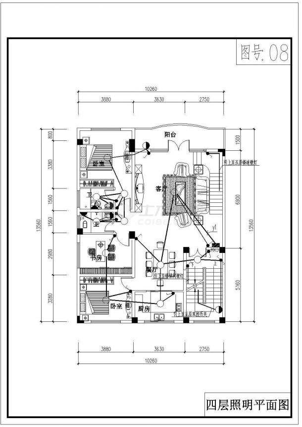 某六层框架结构别墅电气设计施工图（包含强弱电防雷接地）-图二