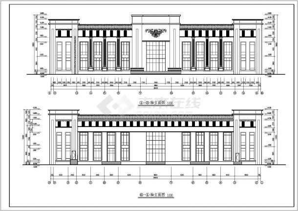 某单层网架型结构培训楼建筑和结构施工图-图一