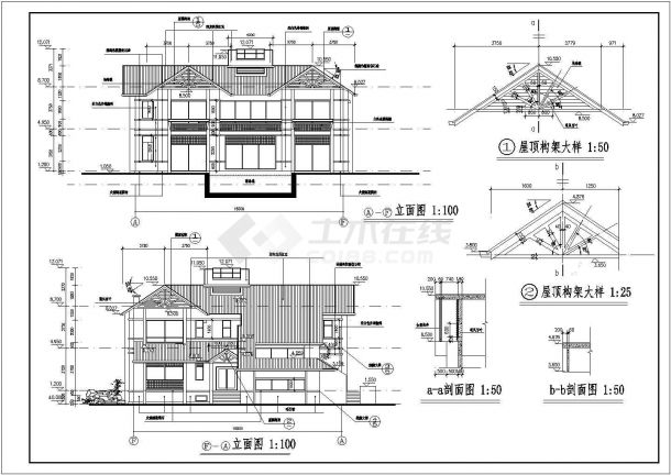 某地2层带阁楼豪华别墅建筑设计施工图-图一