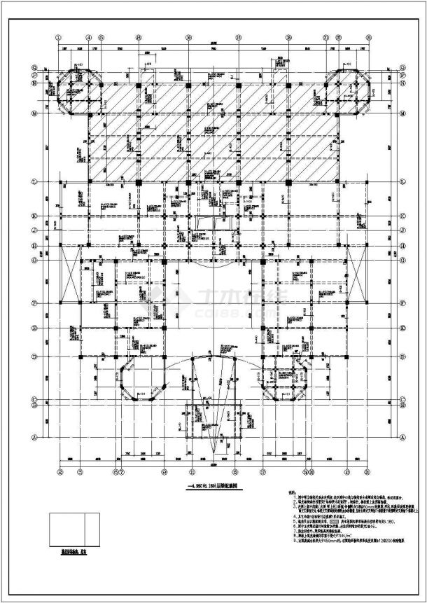 大庆市4层框架结构欧式风格会所建筑设计施工图-图一