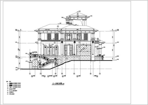 某地2层框架结构西班牙风格别墅建筑设计施工图-图一