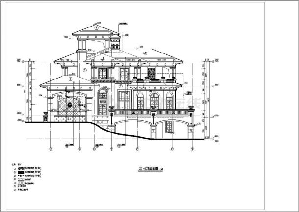 某地2层框架结构西班牙风格别墅建筑设计施工图-图二