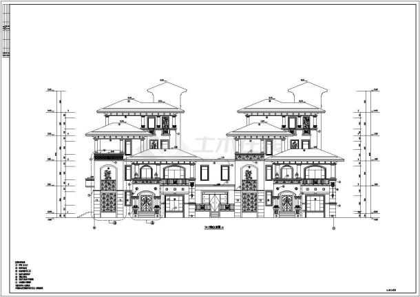 某地5层框架结构别墅建筑设计施工图-图一