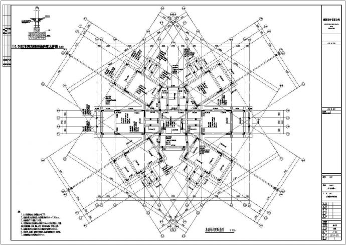 【海南】琼海市米字型五层框剪结构高管公寓结构图_图1