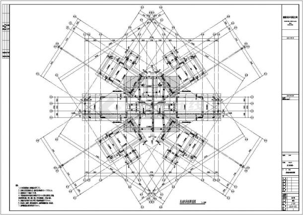 【海南】琼海市米字型五层框剪结构高管公寓结构图-图二