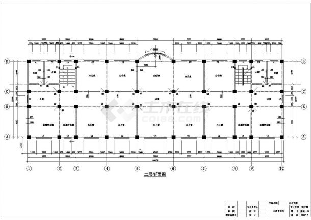 某地3层框架结构公司办公大楼建筑施工图和结构施工图-图二