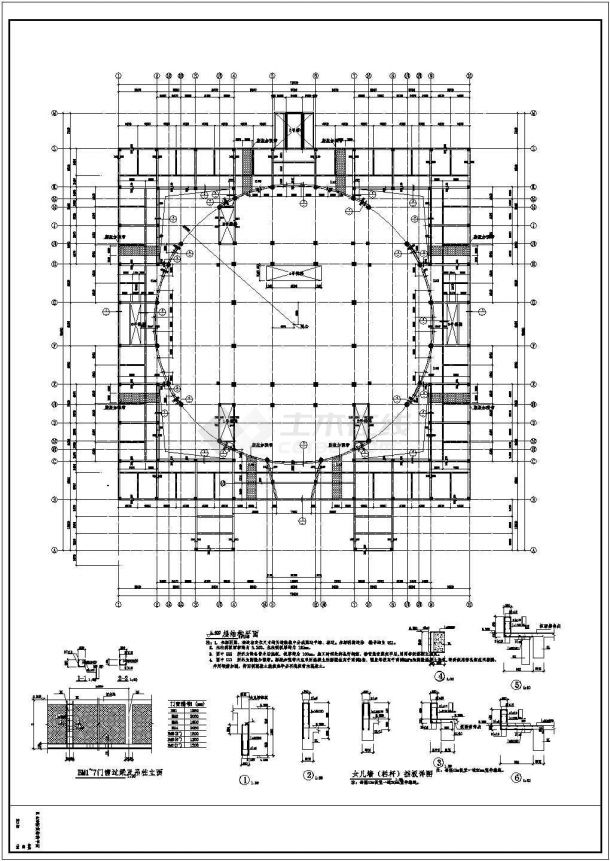 【咸宁】三层框架博物馆结构设计图-图二