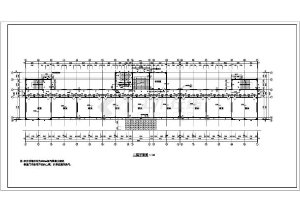 某地区四层混凝土框架结构中学教学楼建筑施工图-图二