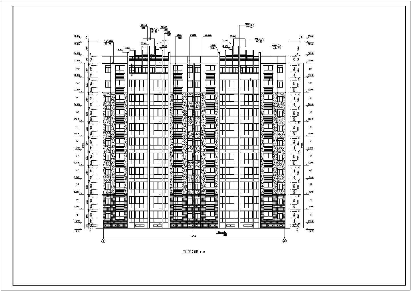 某小区11层框剪结构住宅楼建筑设计方案图