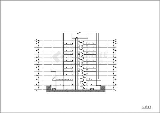 某地12层框架综合楼建筑设计方案图-图一