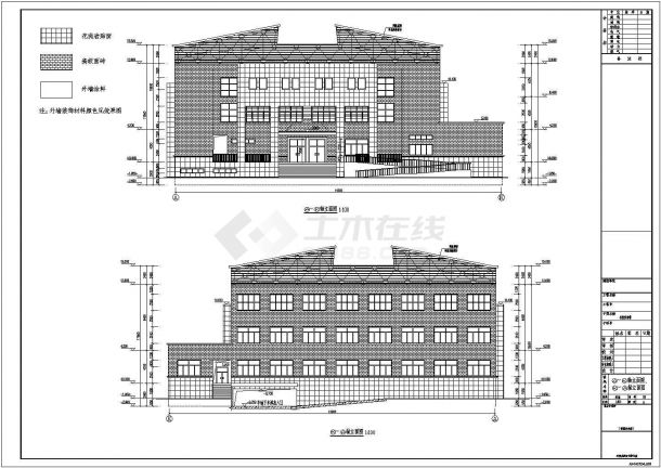 【杭州】某育才实验小学三层食堂建筑施工图-图一