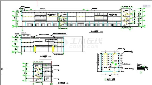 昆明市某商业街1.2万平米三层框架结构百货商场建筑设计CAD图纸-图二