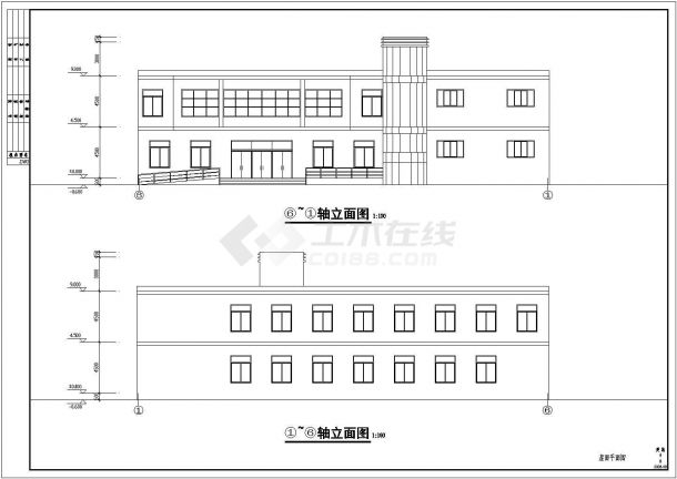 【汉中】某二层框架结构中学食堂建筑施工图-图一