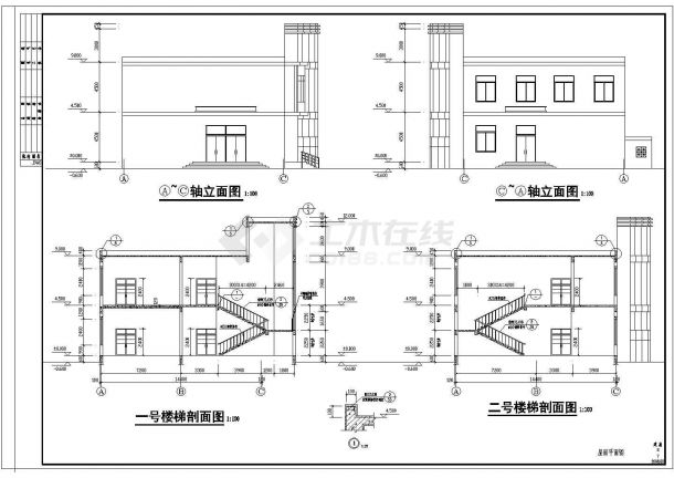 【汉中】某二层框架结构中学食堂建筑施工图-图二
