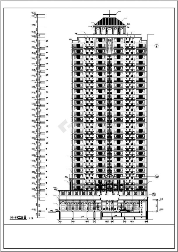 【广东】28层框架结构欧式风格住宅楼建筑施工图-图一