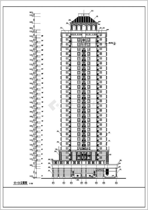 【广东】28层框架结构欧式风格住宅楼建筑施工图-图二