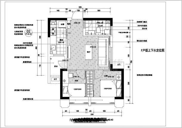 【山东】精装现代风格二居室装修设计施工图(含效果图)-图二