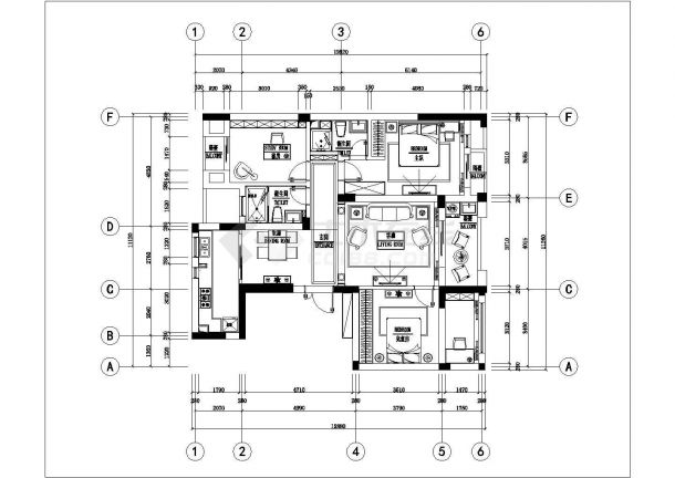 【杭州】高端大气简欧风格三居室样板房室内装修施工图-图一