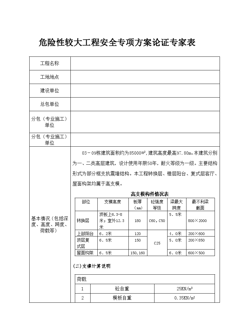 危险性较大工程安全专项方案论证专家表-图一