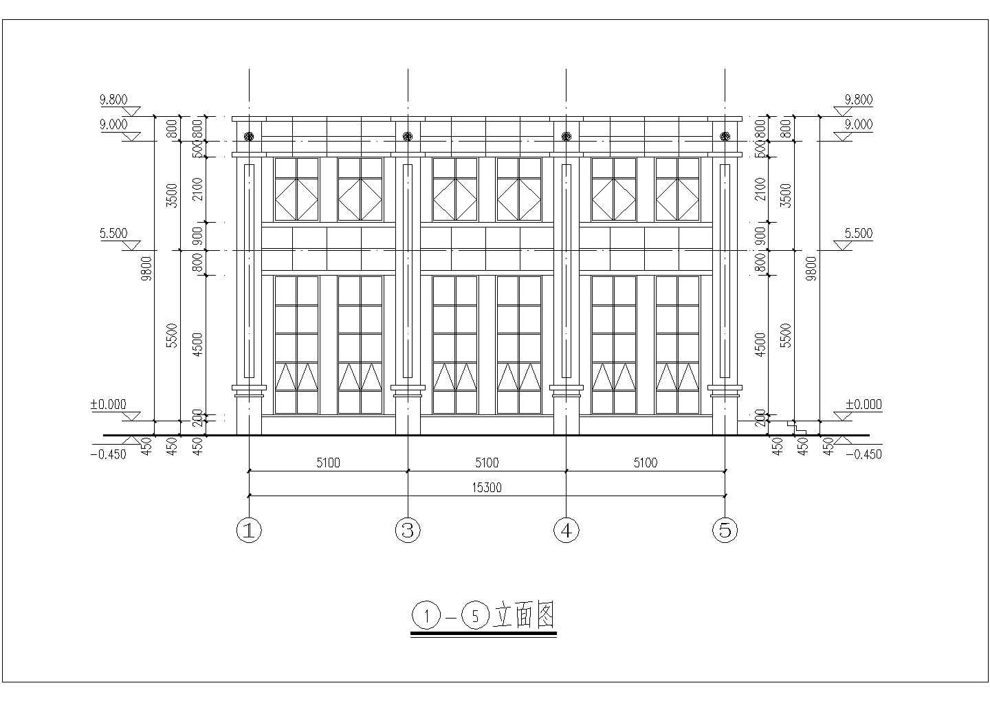 某地二层框架结构售楼部建筑方案图