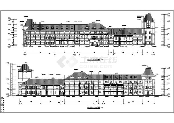 【山东】现代风格四层框剪结构办公楼建筑施工图-图一