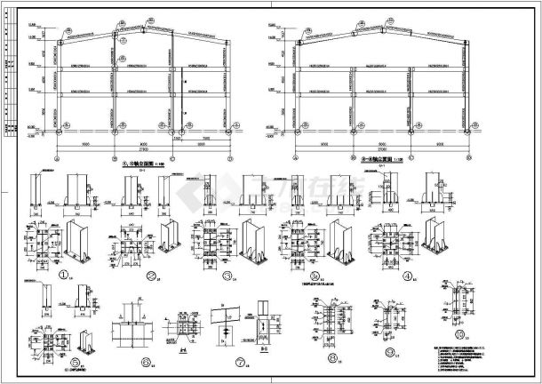 某三层轻钢工业厂房结构设计施工图纸-图一
