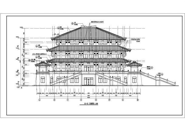 某4层框架仿古建筑宫殿建筑、结构施工图-图一