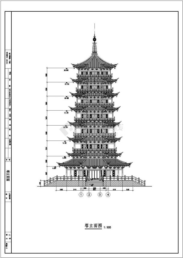 桂林某旅游区7层框架塔楼建筑设计施工图-图一