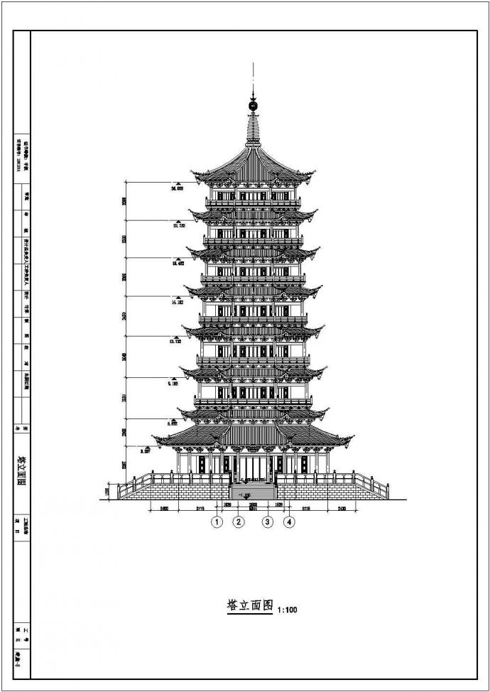 桂林某旅游区7层框架塔楼建筑设计施工图_图1