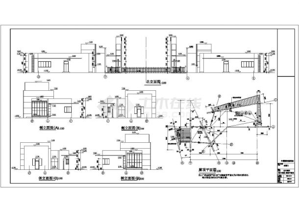 【北京】某外国语学校新校舍大门建筑施工图-图一