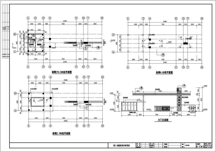 框架结构学校门卫室及大门建筑、结构施工图_图1