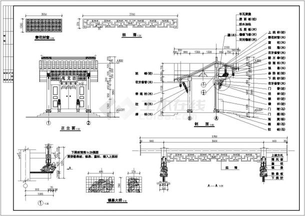  Detailed design and construction drawing of colorful characteristic ancient building gate - Figure 2