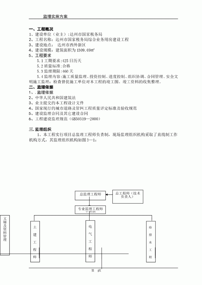 [四川]综合办公楼工程监理规划（完整 流程图）_图1