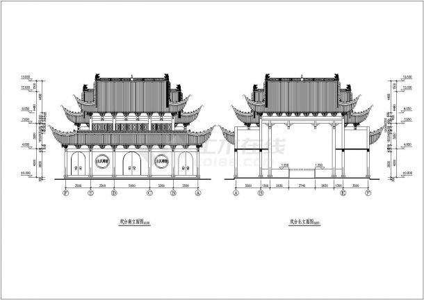 某地古建筑祠堂戏台建筑结构施工图-图一