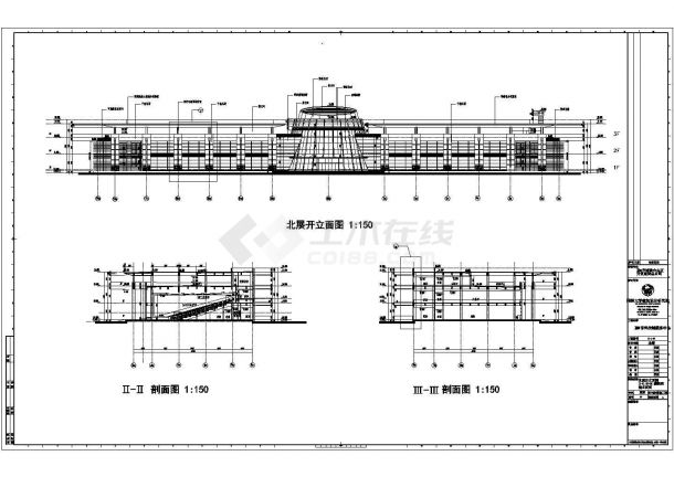 东莞市三层框架结构科技城服务中心建筑施工图-图一