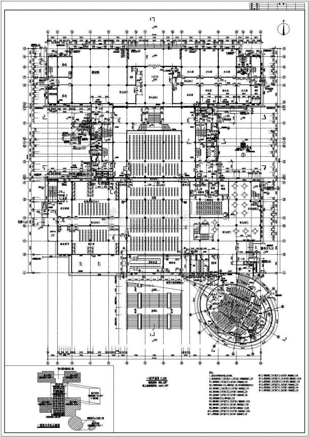 湖南某七层框架结构大学图书馆建筑施工图-图一