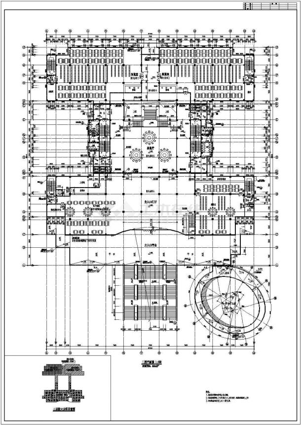 湖南某七层框架结构大学图书馆建筑施工图-图二