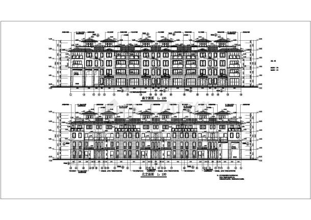 某地四层框架结构联排别墅住宅建筑设计方案图-图一