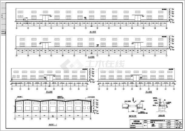 东营某3连跨门式钢架厂房结构建筑施工图-图二