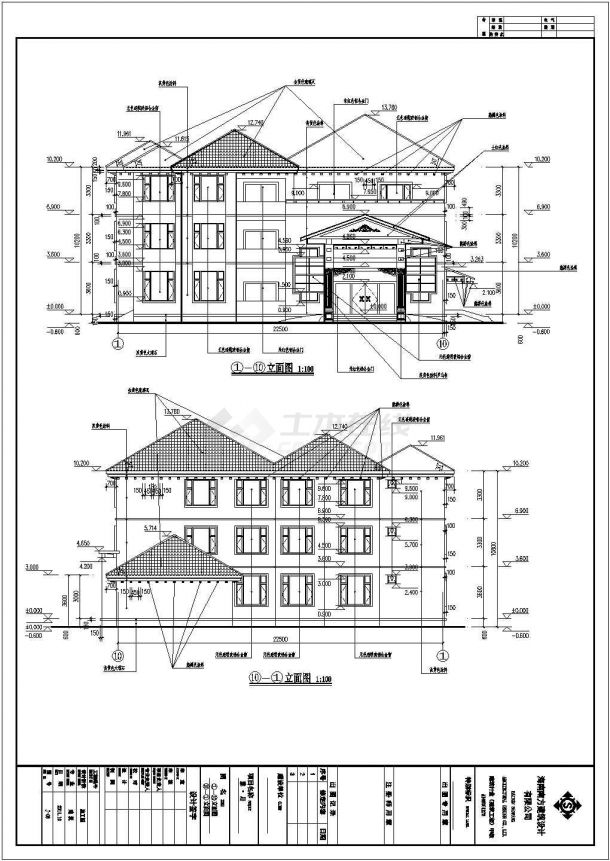 某地3层框架结构别墅建筑设计施工图-图二