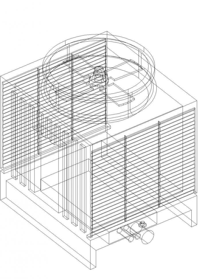 某6E写字楼空调冷却塔3D（立面）图_图1