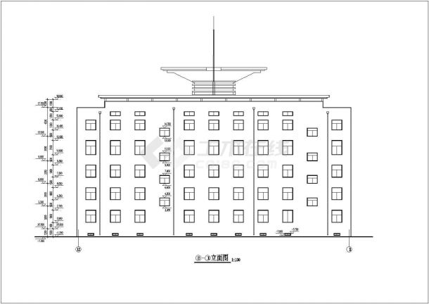 某地五层砖混结构教学楼建筑设计施工图-图二