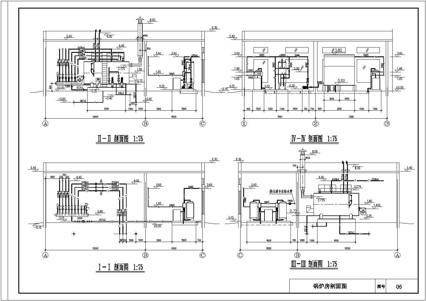 4台4T/h燃气蒸汽锅炉房设计图纸