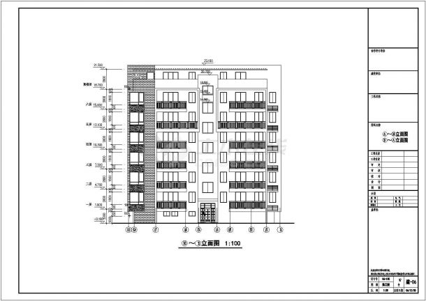 一梯两户六层住宅楼建筑设计施工图-图二