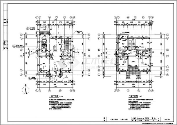 某地区3层框架别墅建筑设计施工图-图二
