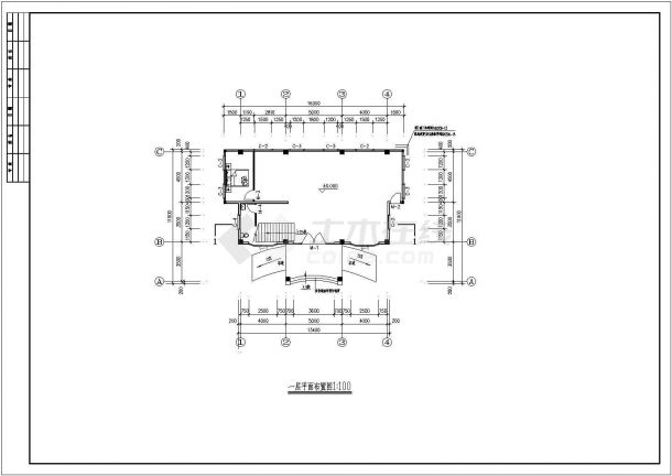 某地三层框架老年活动中心建筑、结构施工图-图一