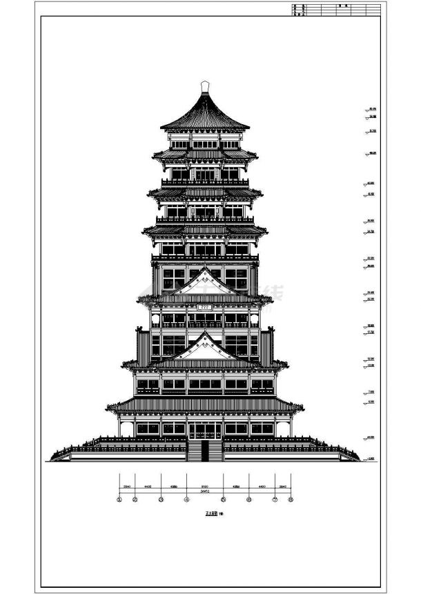 某地9层框架结构东园阁建筑设计施工图-图一