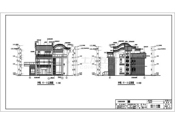 三层框架结构别墅楼全套施工图（含建筑、结构、水电）-图一