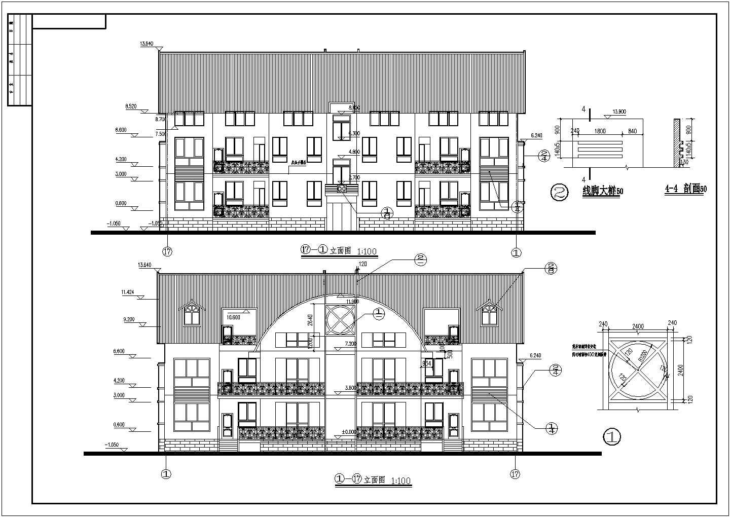 多层砖混结构专家楼建筑设计施工图