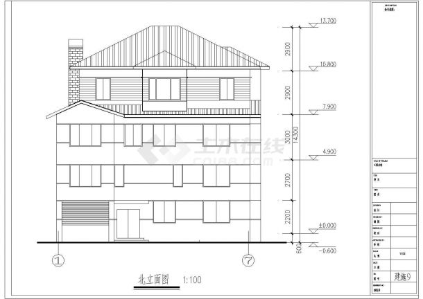 某三层框架结构小别墅建筑方案设计图-图二